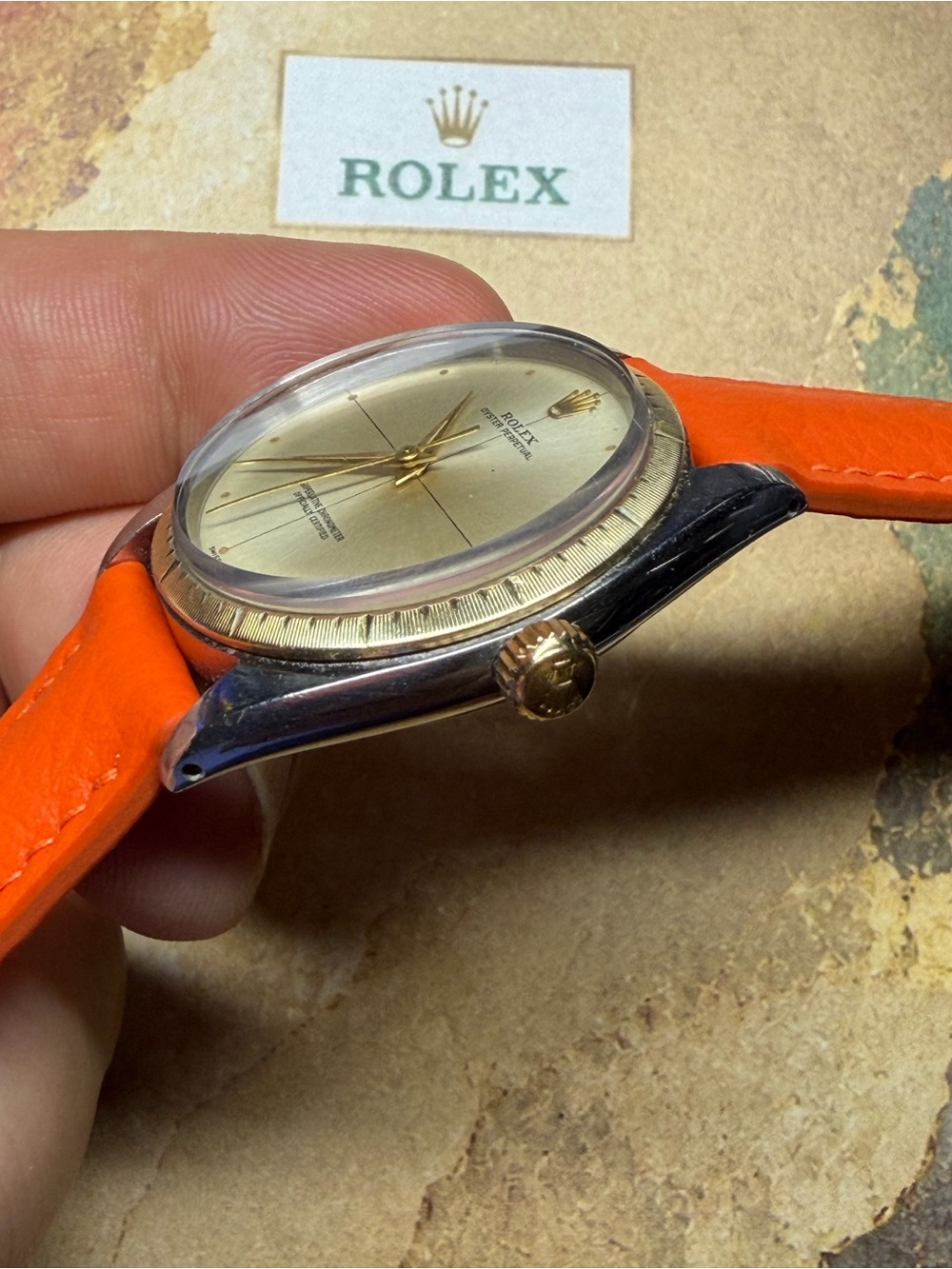 ✅ RARE Rolex with "Zephyr" dial, gold bezel/crown! Classy, Unique, & Elegant!✨👌 - Picture 8 of 11